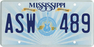 MS license plate ASW489