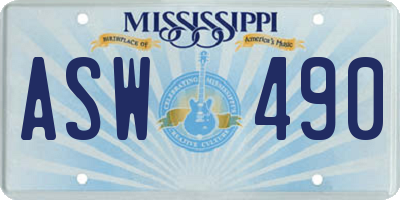 MS license plate ASW490