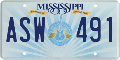 MS license plate ASW491