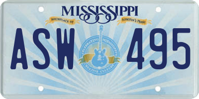 MS license plate ASW495