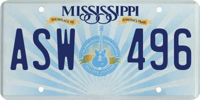 MS license plate ASW496