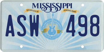 MS license plate ASW498