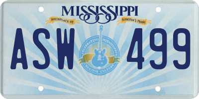 MS license plate ASW499