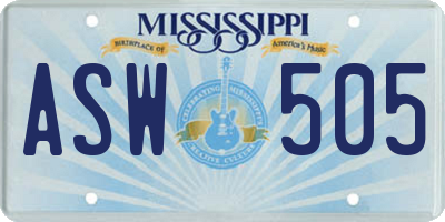 MS license plate ASW505
