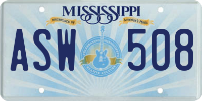 MS license plate ASW508