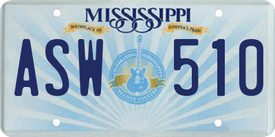MS license plate ASW510