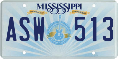 MS license plate ASW513