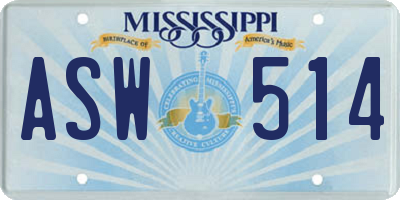 MS license plate ASW514