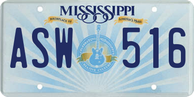 MS license plate ASW516