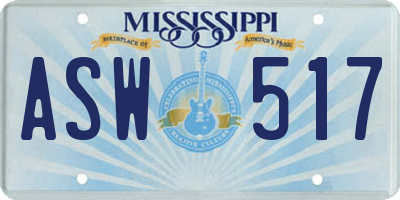 MS license plate ASW517