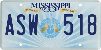 MS license plate ASW518