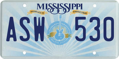 MS license plate ASW530