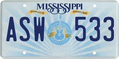 MS license plate ASW533