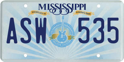 MS license plate ASW535