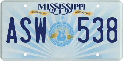 MS license plate ASW538