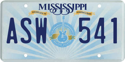MS license plate ASW541