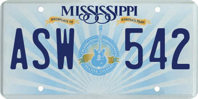 MS license plate ASW542