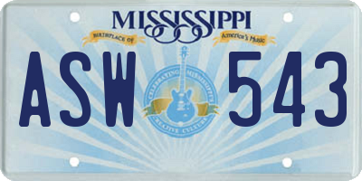 MS license plate ASW543