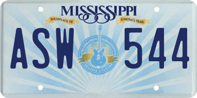 MS license plate ASW544