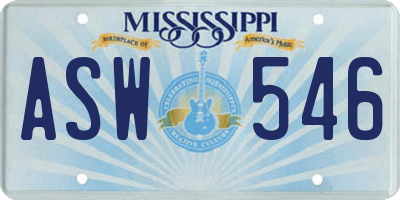 MS license plate ASW546