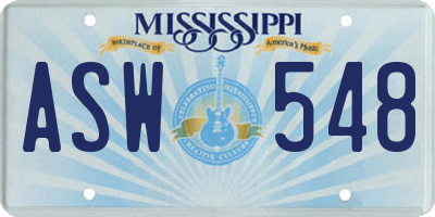 MS license plate ASW548