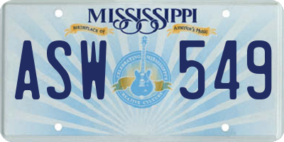 MS license plate ASW549