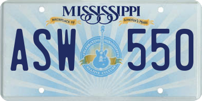 MS license plate ASW550