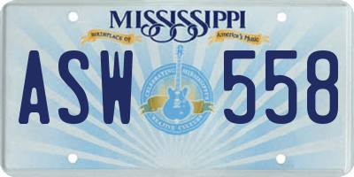 MS license plate ASW558
