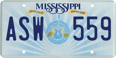 MS license plate ASW559
