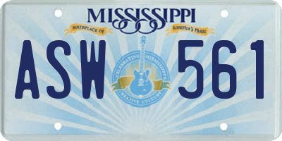 MS license plate ASW561