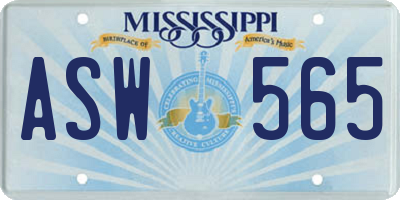 MS license plate ASW565