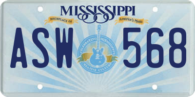 MS license plate ASW568