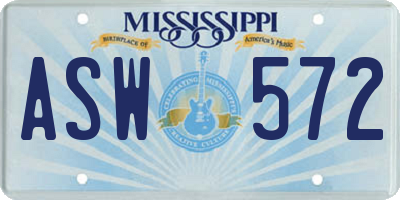 MS license plate ASW572