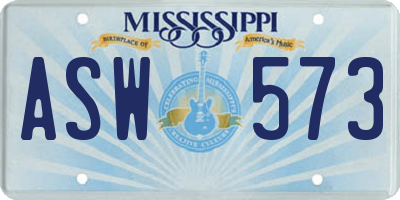 MS license plate ASW573
