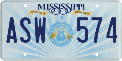 MS license plate ASW574