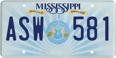 MS license plate ASW581