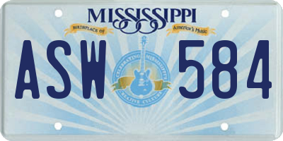 MS license plate ASW584