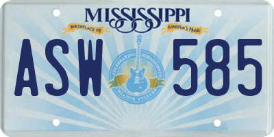 MS license plate ASW585