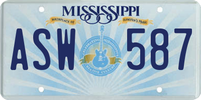 MS license plate ASW587