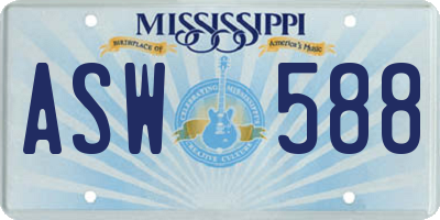 MS license plate ASW588