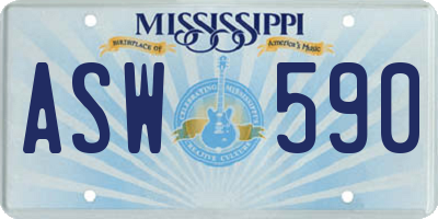 MS license plate ASW590