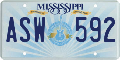 MS license plate ASW592