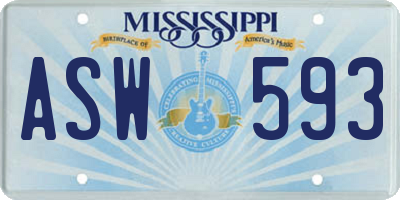 MS license plate ASW593