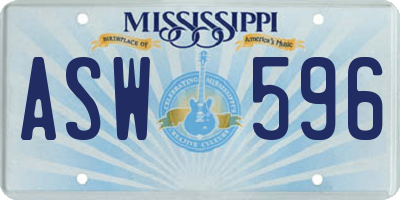 MS license plate ASW596
