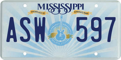 MS license plate ASW597