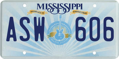 MS license plate ASW606