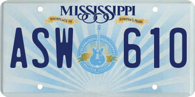 MS license plate ASW610