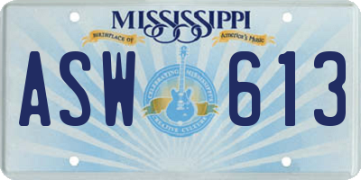 MS license plate ASW613