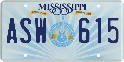 MS license plate ASW615