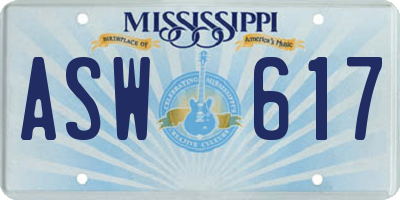 MS license plate ASW617